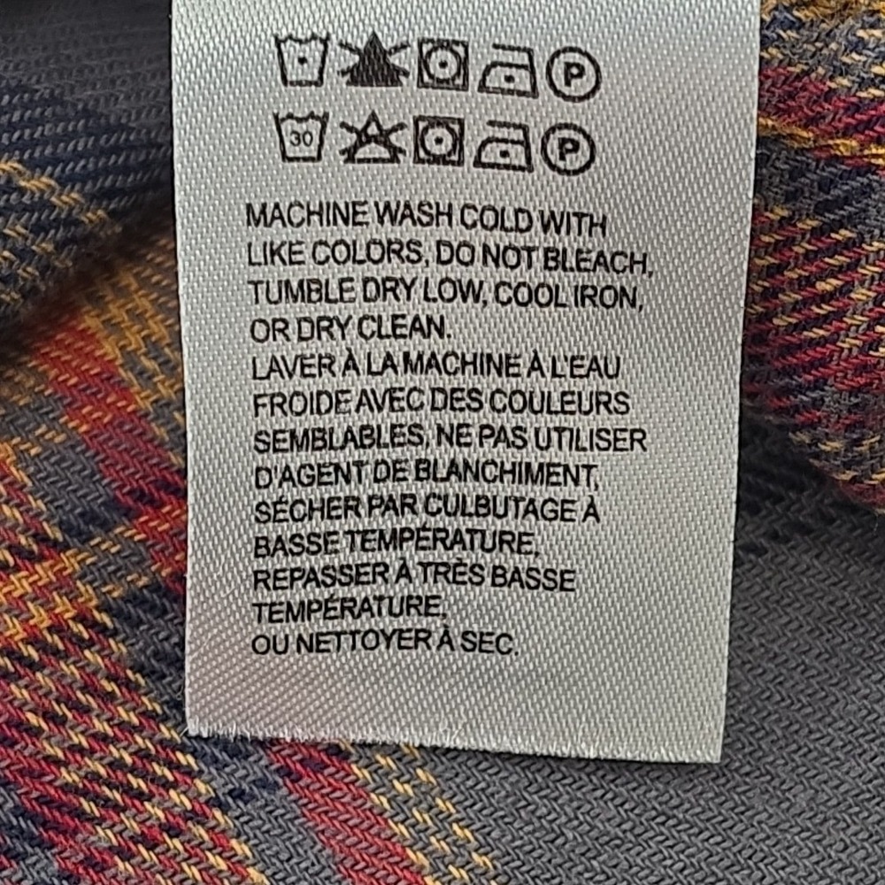Lucky Brand Shirt Men's L Orange Gray Grey Plaid Saturday Stretch Snap Buttons - Picture 9 of 16